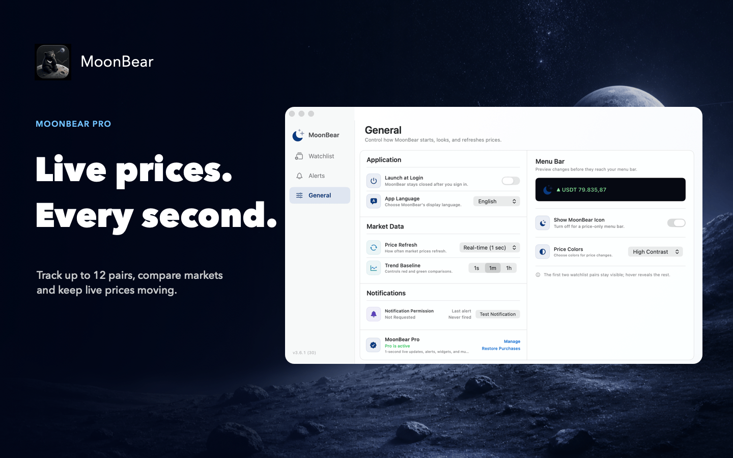 MoonBear compact general settings